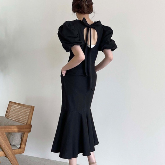 バック リボン マーメイド ワンピース 3412789