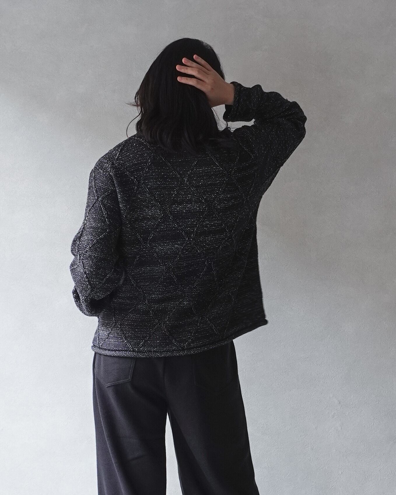 saby PAPER KNIT G BLOUSON - 3G Japanese Paper Knit - BLACK | nua