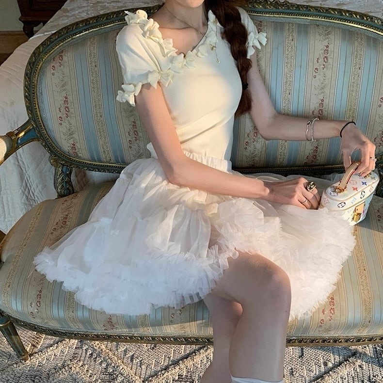Cotton lace cute twin ribbon ニット Ribbon design cotton knit(リボンデザインコットンニット) | ADORABLE