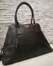 レア◆PRADA プラダ サフィアーノレザー タブレット対応ビジネス可 パドロックデザイン ミニボストン型 トート バッグ 黒◆ 使い勝手抜群♪
