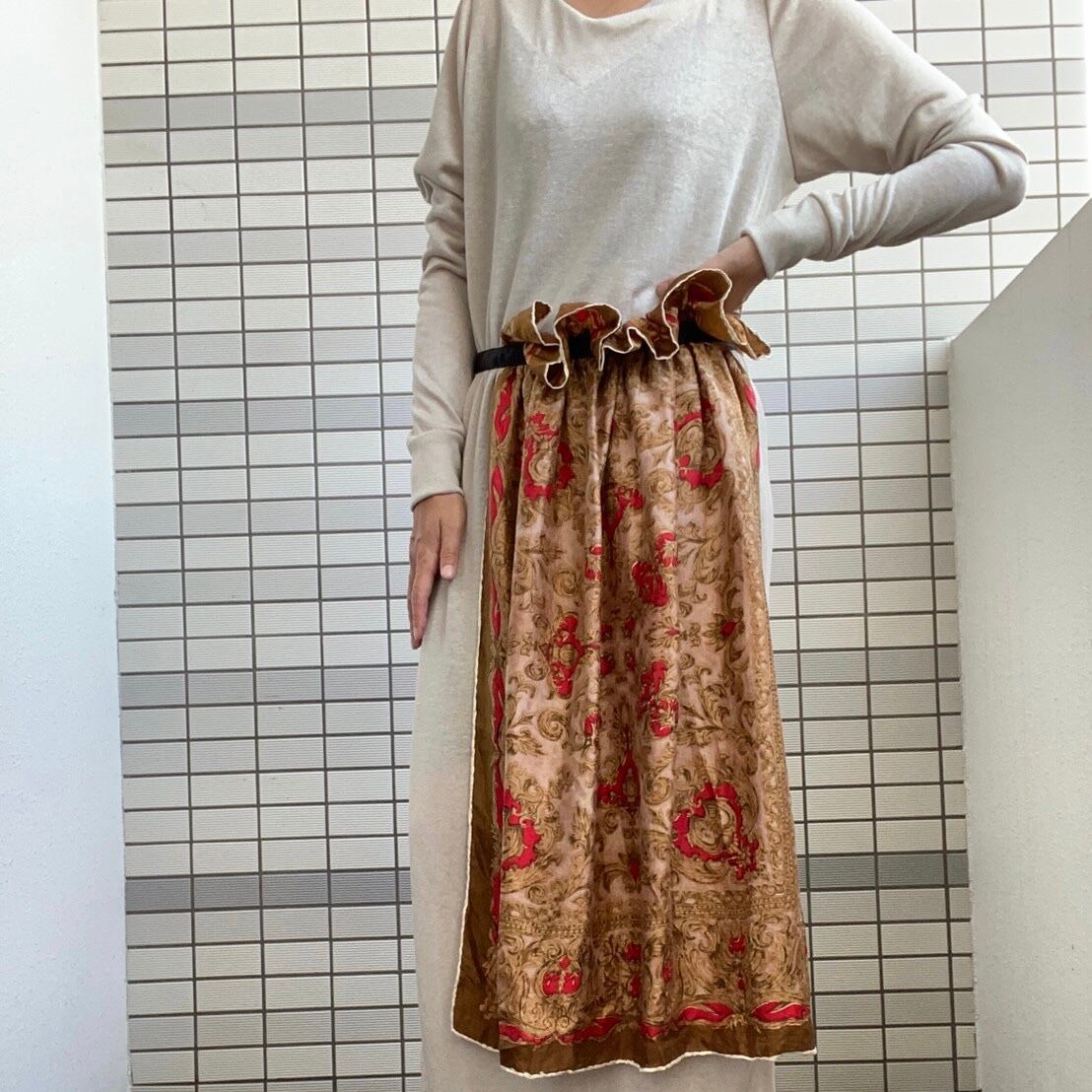 スカーフVネックフレンチリネンワンピース【リハーズオール】scarf V neck french linen