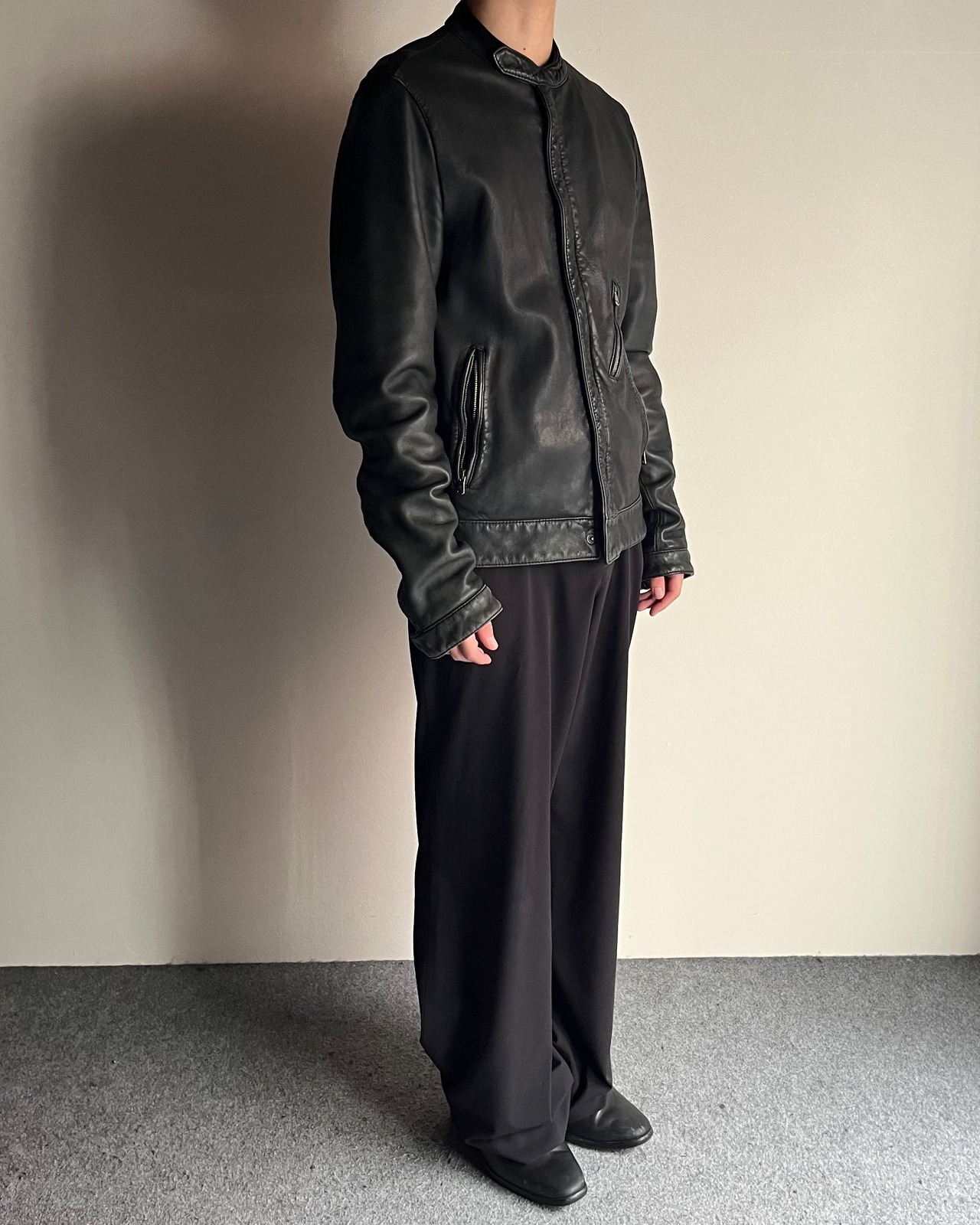 【DOLCE&GABBANA】lamb leather single riders jacket