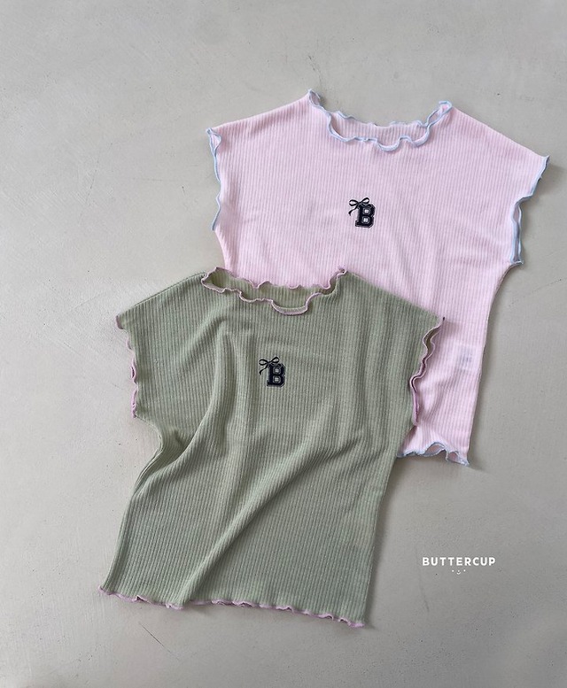 【取寄】buttercup｜air rib b ribbon tee｜エアリブBリボンT｜XS-XL｜kids｜26 summer