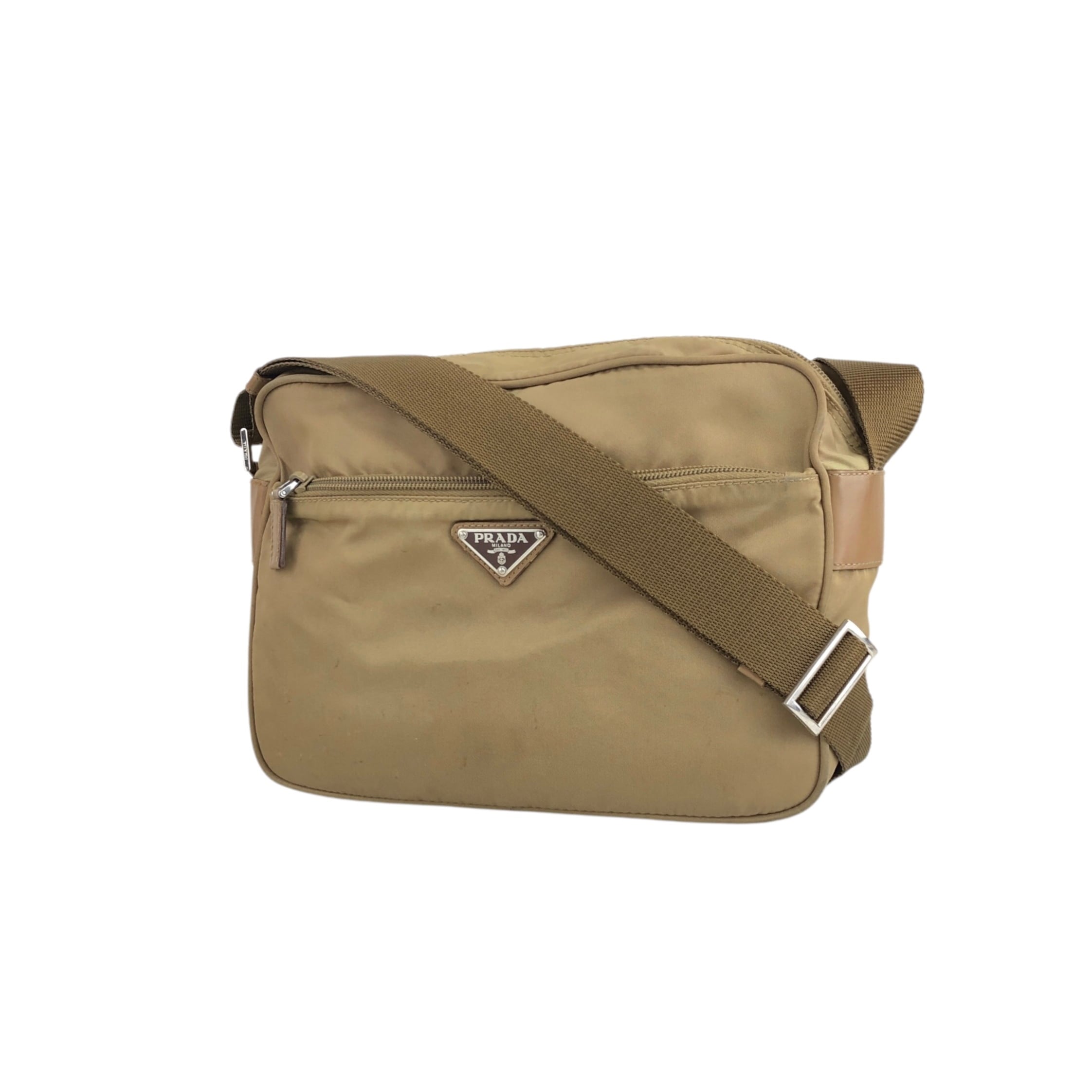 PRADA プラダ ショルダーバッグ ベージュ トライアングルロゴ ナイロン