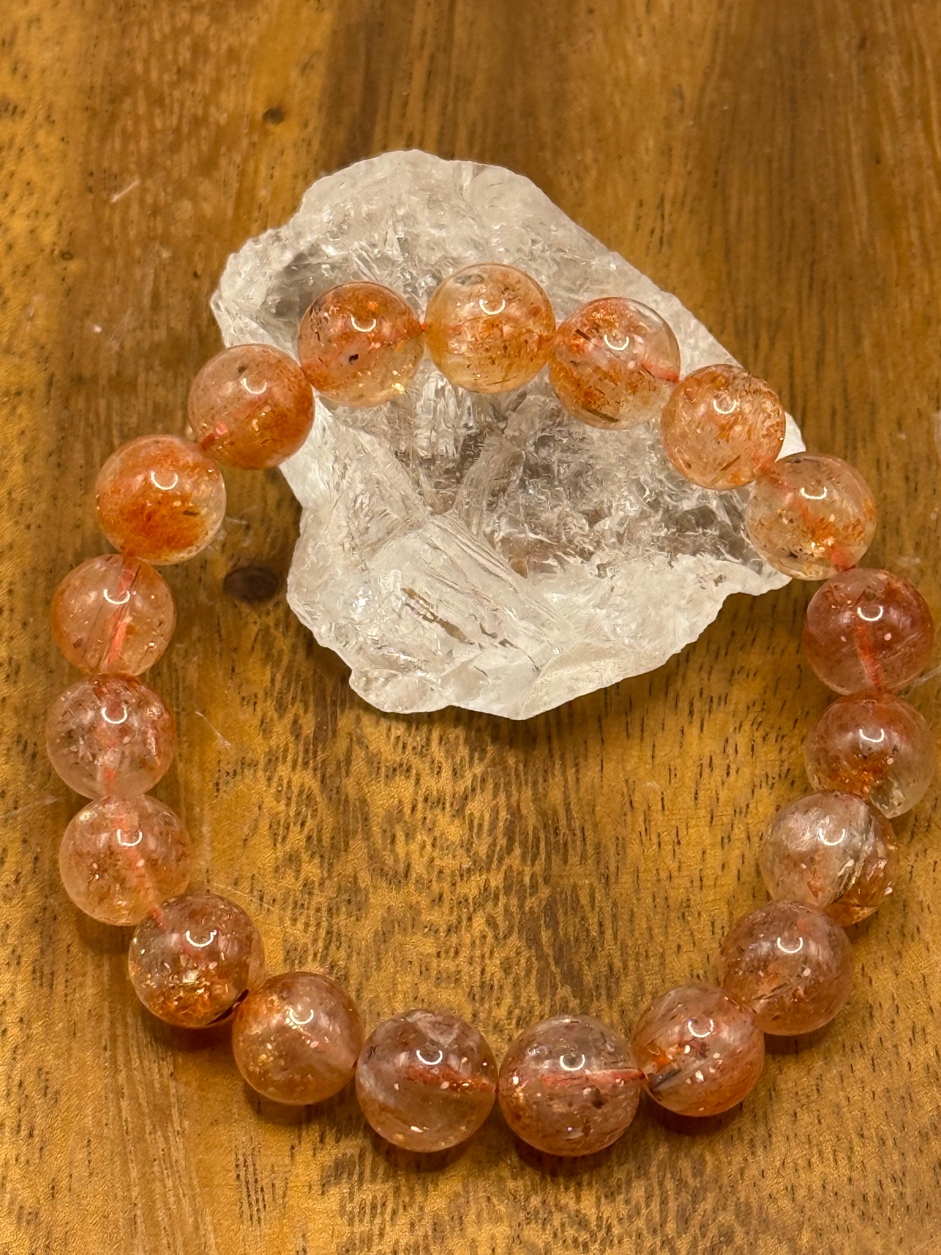 高品質 サンストーン 10mm 透明感アイリスあり 085