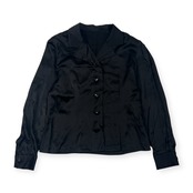 90s シルク100% GIVENCHY ジバンシィ 長袖シャツ 10/ブラック レディース ビンテージ