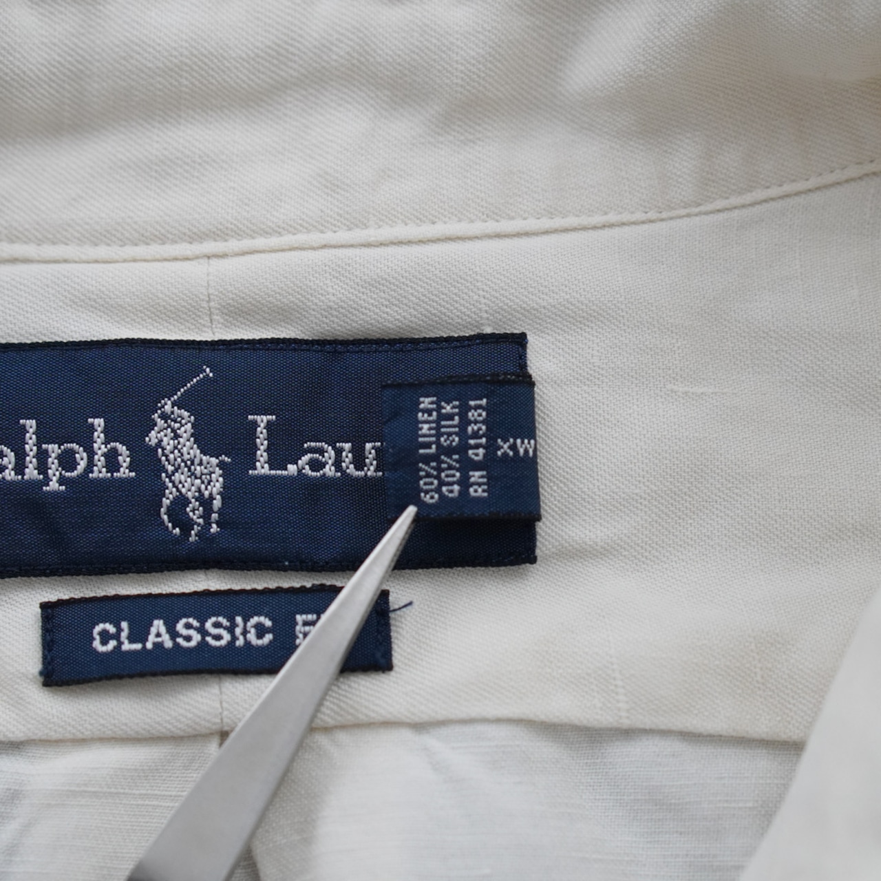 Ralph Lauren LINEN SILK COTTON shirt Ivory [XL] 古着 - 12