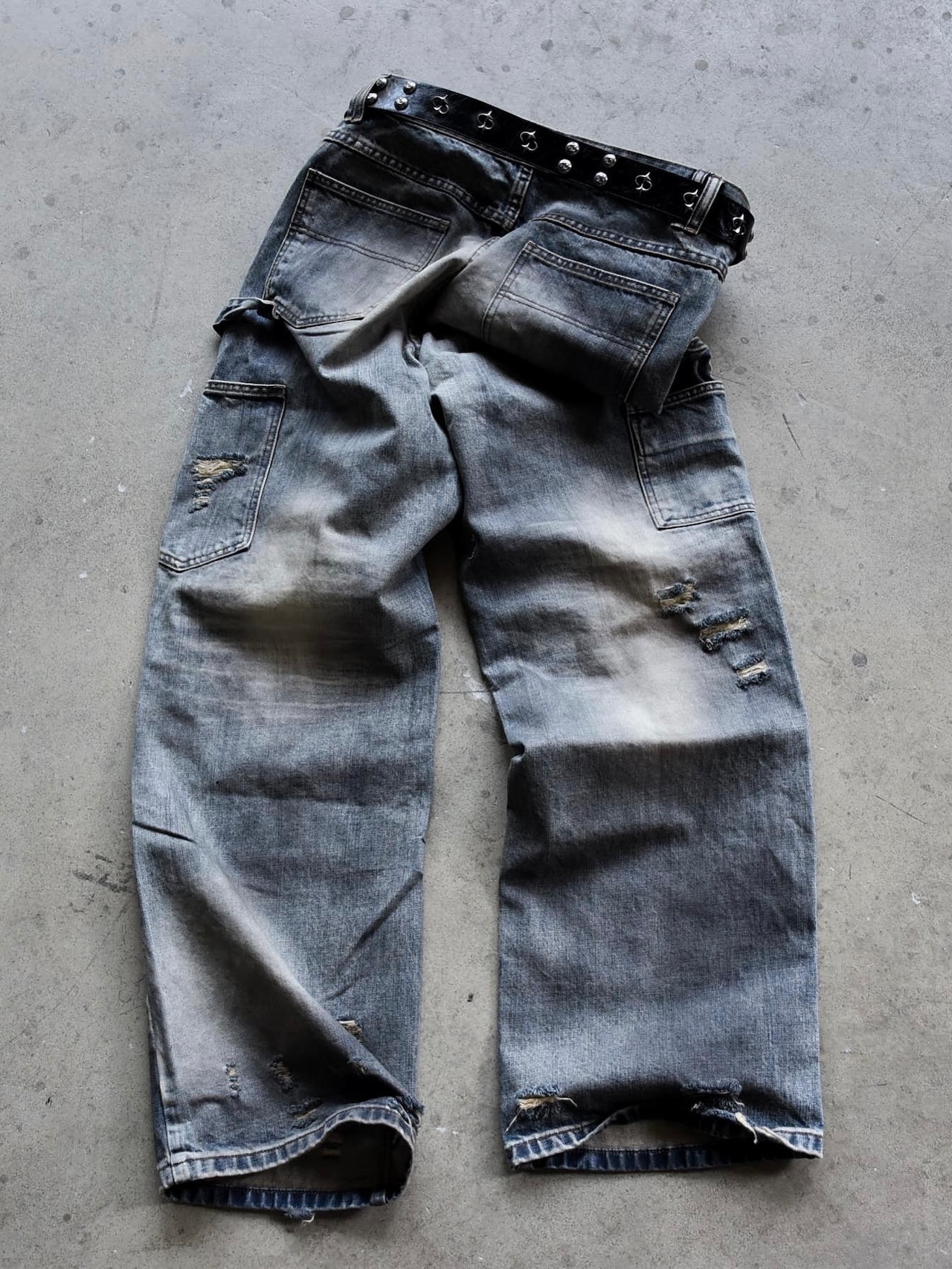 【TH4SWE】Distressed Dirty Wash Carpenter Jeans