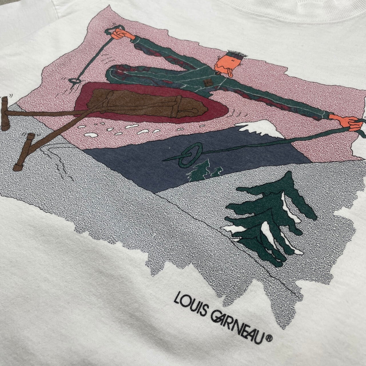 90年代 カナダ製 LOUIS GARNEAU ルイガノ アートプリント ロングT 