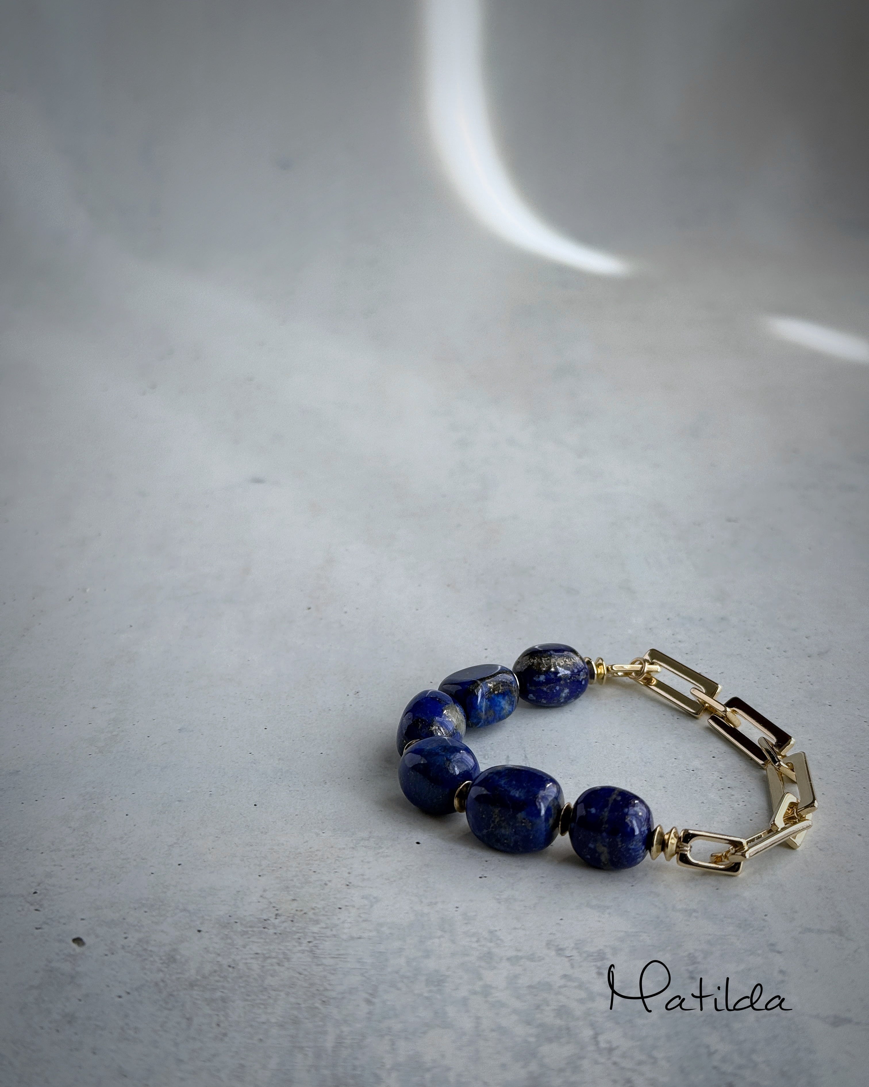 Chain & stone bracelet(ラピスラズリ)