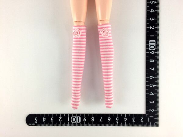 ドールアクセサリ 1/6 女性用 靴下 ストッキング 桃白縞 BS182 - 画像1