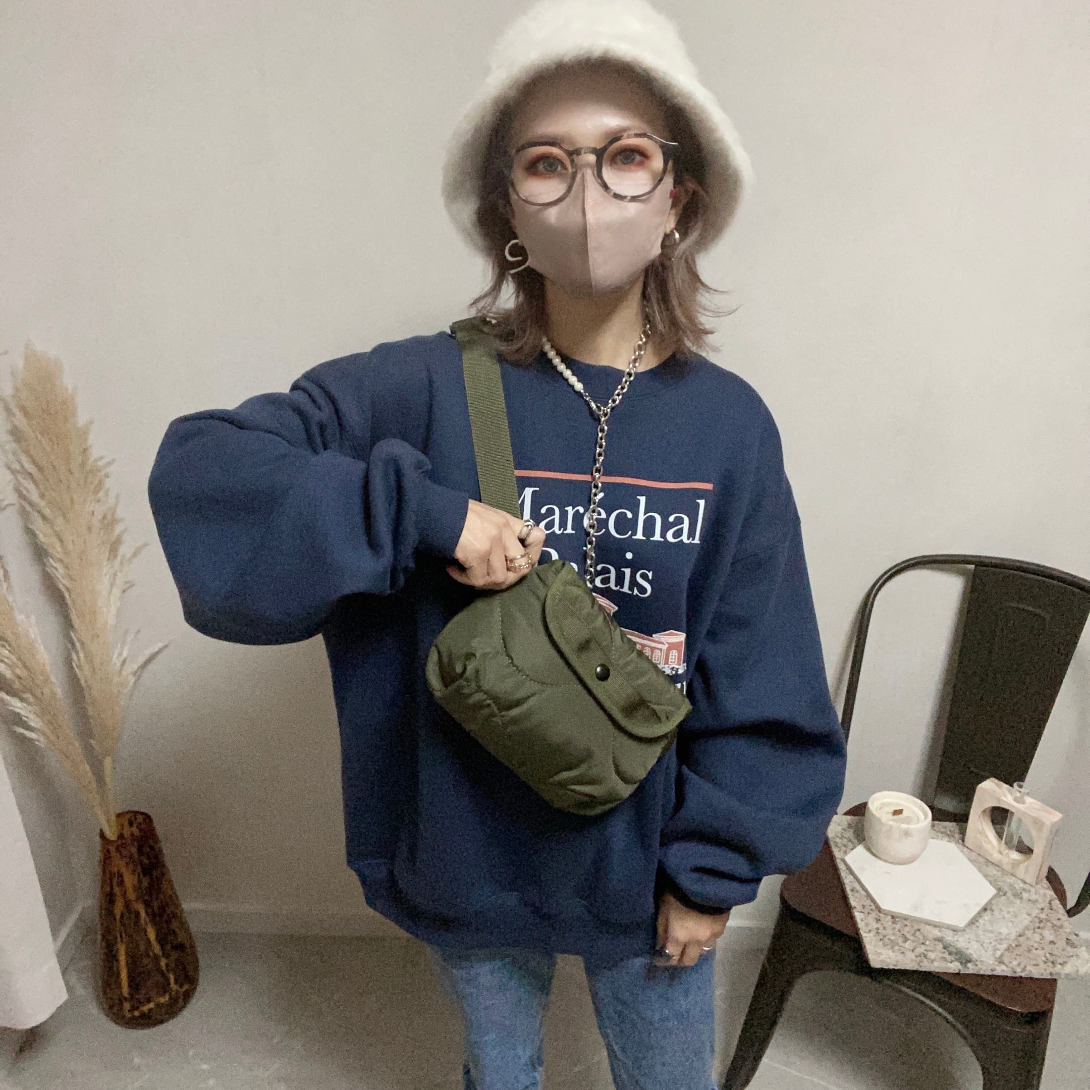 wool lining front logo sweat