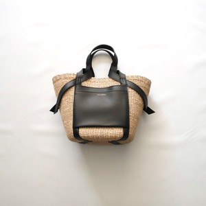 【VIOLAd'ORO ヴィオラドーロ】-MIRO- FINE ABACA×ITALIAN LEATHER 2WAY HAND BAG ファインアバカ×イタリアンレザー2ウェイハンドバッグ V-8717