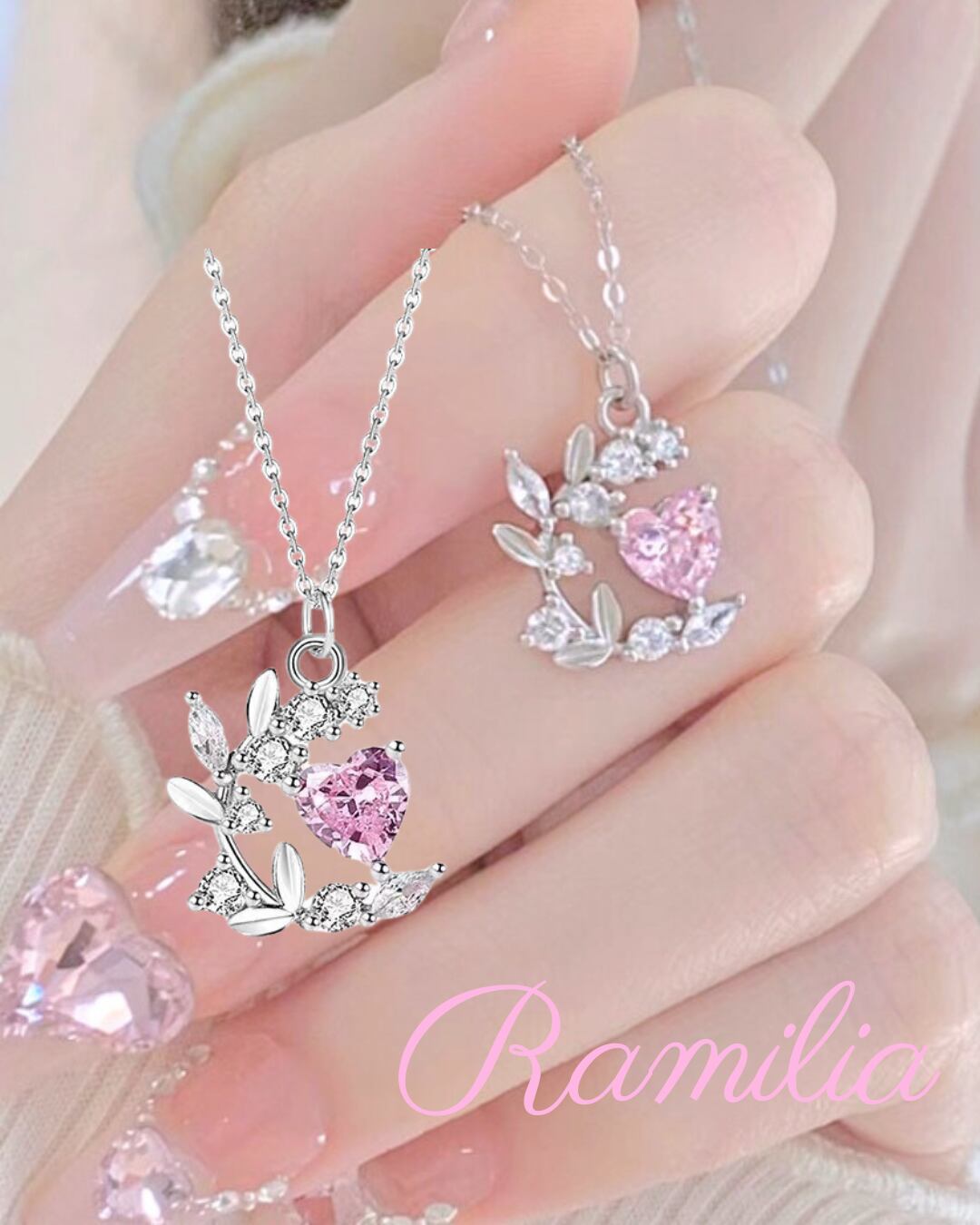 ハーフサークルガーリーハートネックレス R2406010