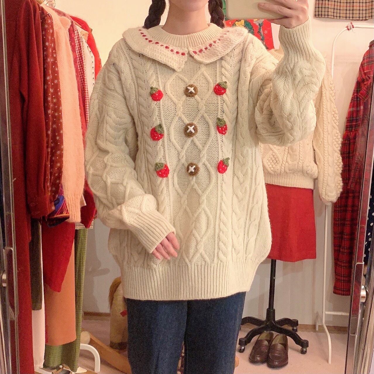 remake : strawberry cake aran sweater