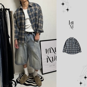 Ocean Plaid Relax Check Shirt (Blue)