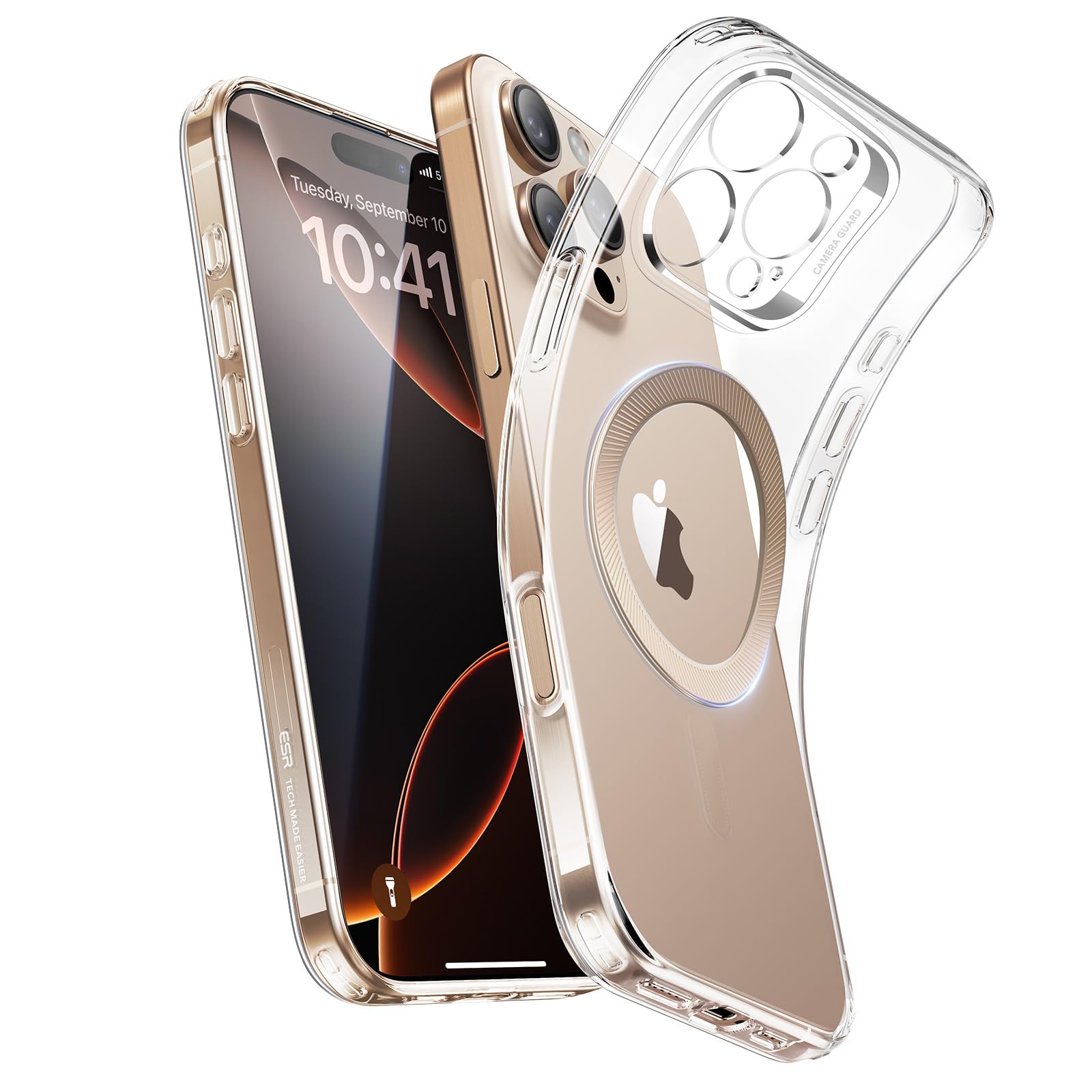 【数量限り】【極薄&黄変対策】ESR iPhone 16 Pro ケース MagSafe対応 カメラ保護 耐衝撃薄型カバー 黄ばみ防止 耐傷性 いPhone 16 Pro 専用マグネットスマホケース アイフォン 16 プロ対応 Zeroシリーズ デザートチタンリング