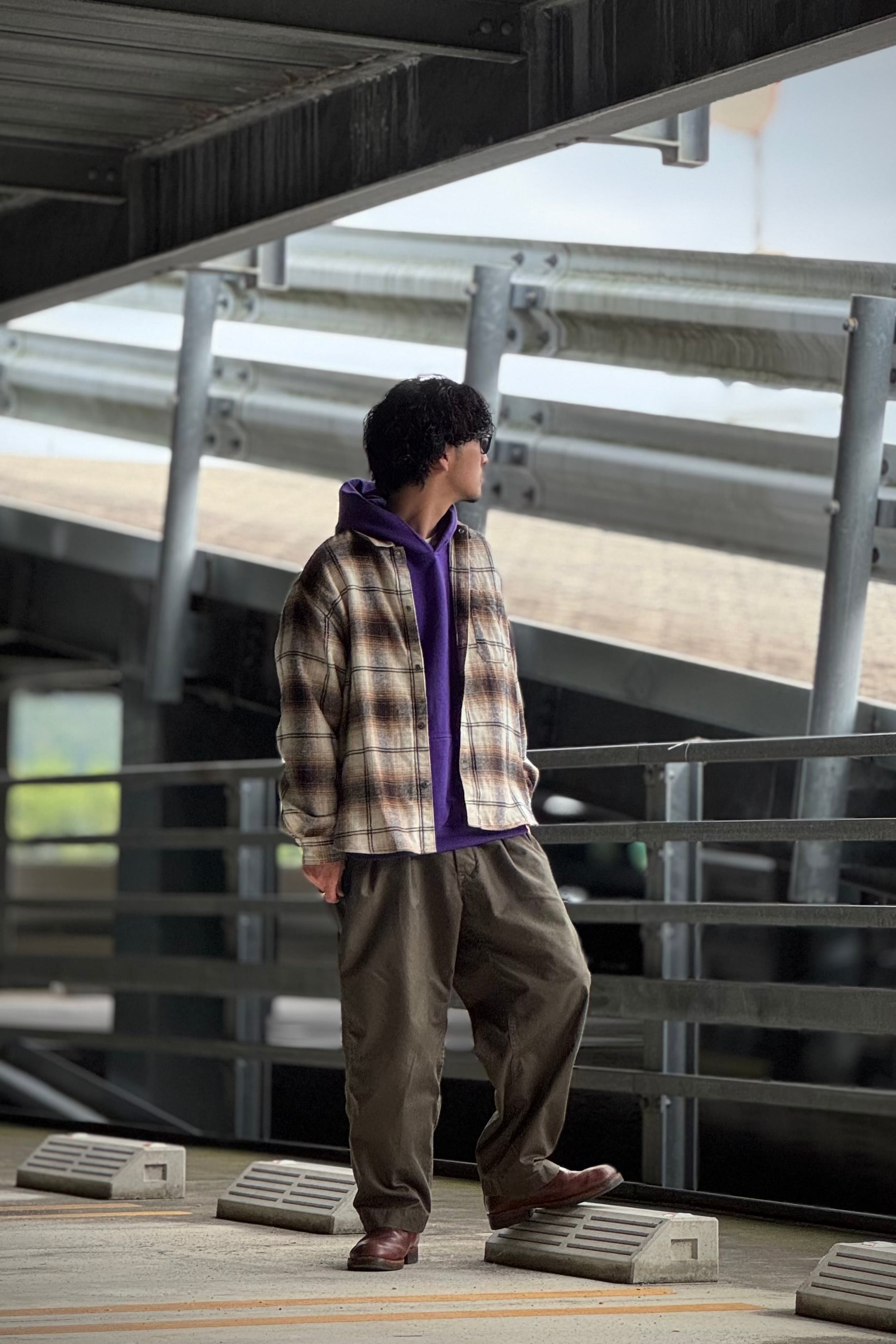 ANACHRONORM×MAMBO 30th Anniversary OMBRE CHECK WIDE FLANNEL SHIRTS