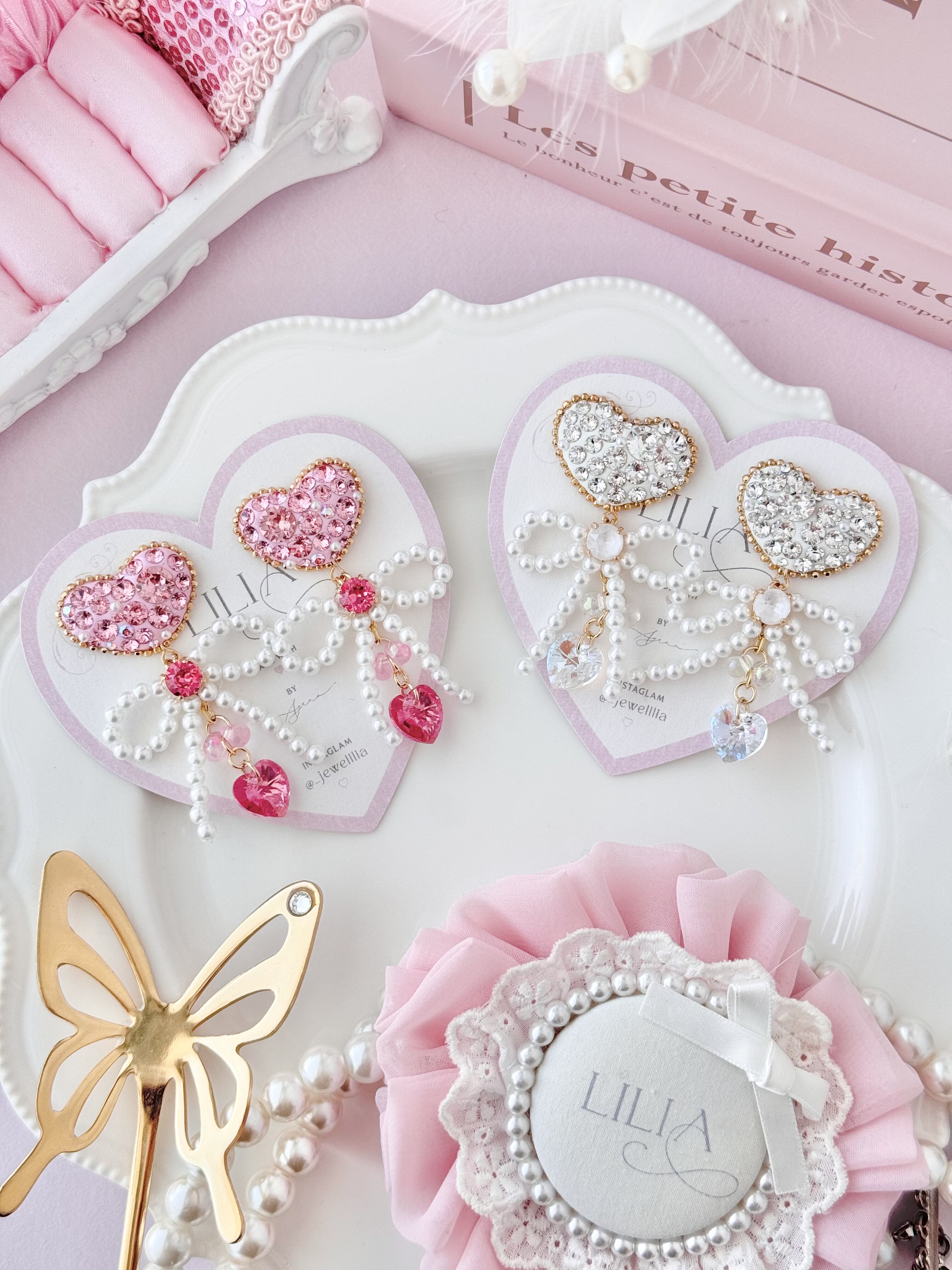 【1122-05】Decorative heart pearl ribbon