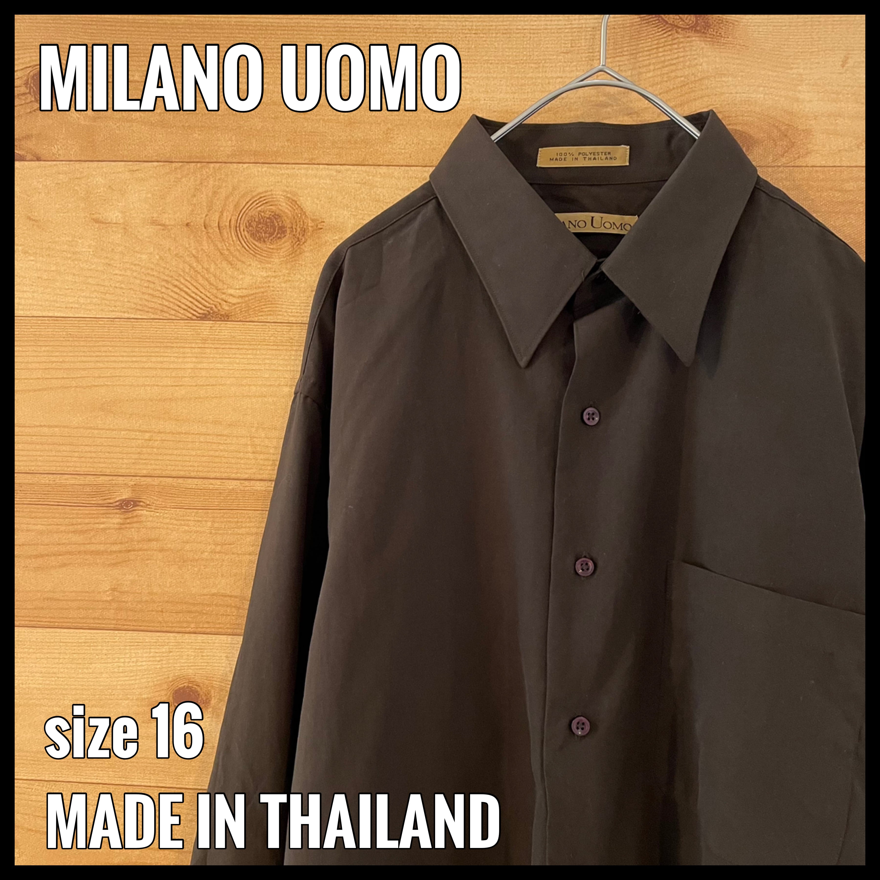 MILANO UOMO】長袖シャツ ポリシャツ ポリエステル メンズM相当 渋い