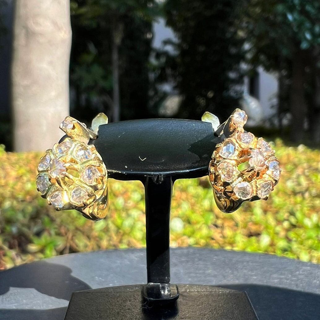 フランス アンティーク ドルムーズ ピアス 1800年後半頃 K18 ローズ