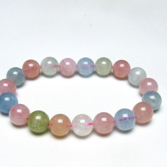 ミックスカラーベリル ブレスレット 11mm 一点物 メール便可 [M便 1/10] 111-48897