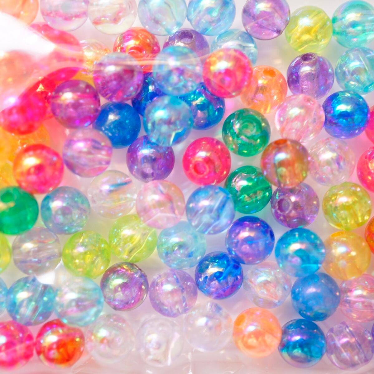 400-6mm【20g】6mm オーロラ魔法 クリア ボール ビーズ【12色展開