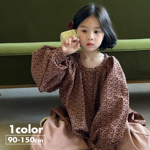 《取寄》 ルーズパフスリーブ花柄トップス （ブラウン） KMAI 2024秋 韓国子供服 トップス ブラウス シャツ フラワー 女の子 （90~150cm）