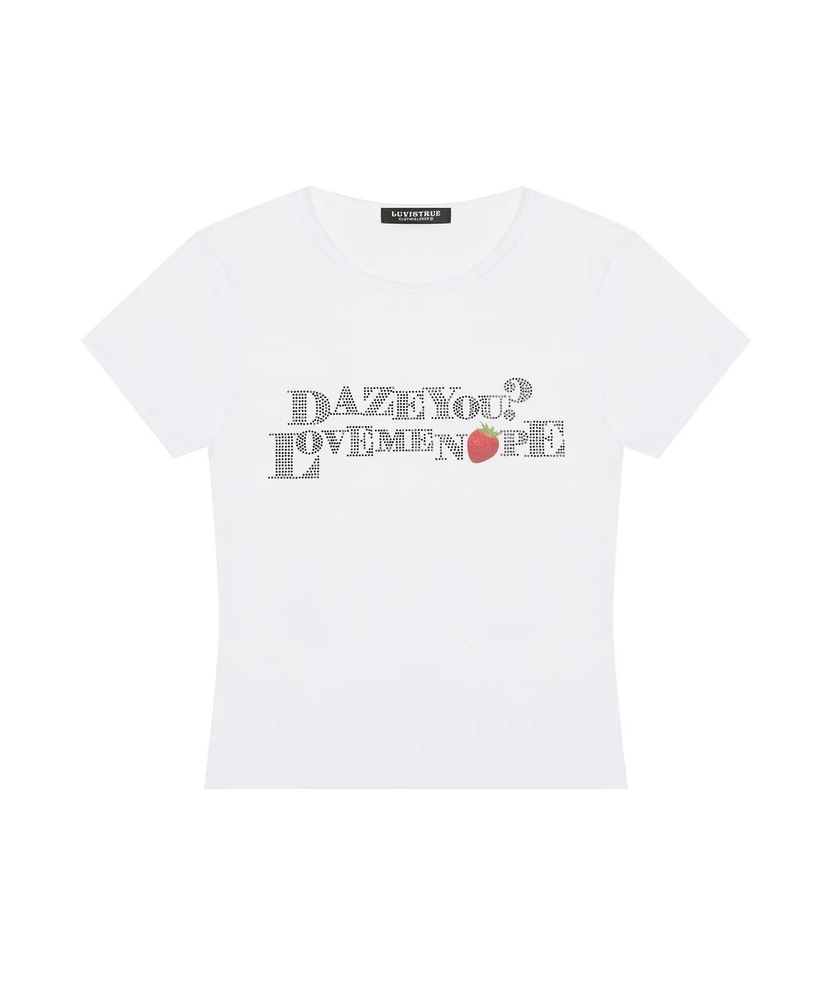 ☆IVE レイ 着用！！【LUVISTRUE】IM STRAWBERRY LETTERING TEE(WHITE