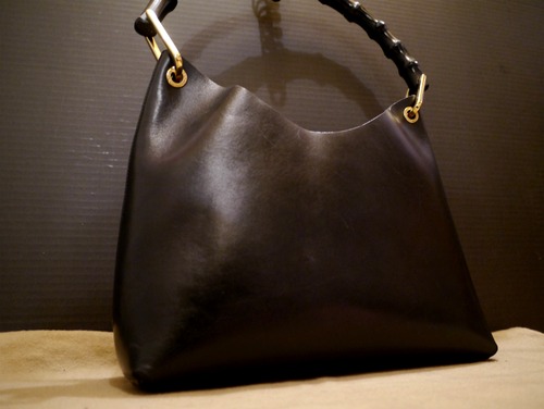 ◆GUCCIグッチ バンブーライン ポーチ付 レザーハンドバッグ◆