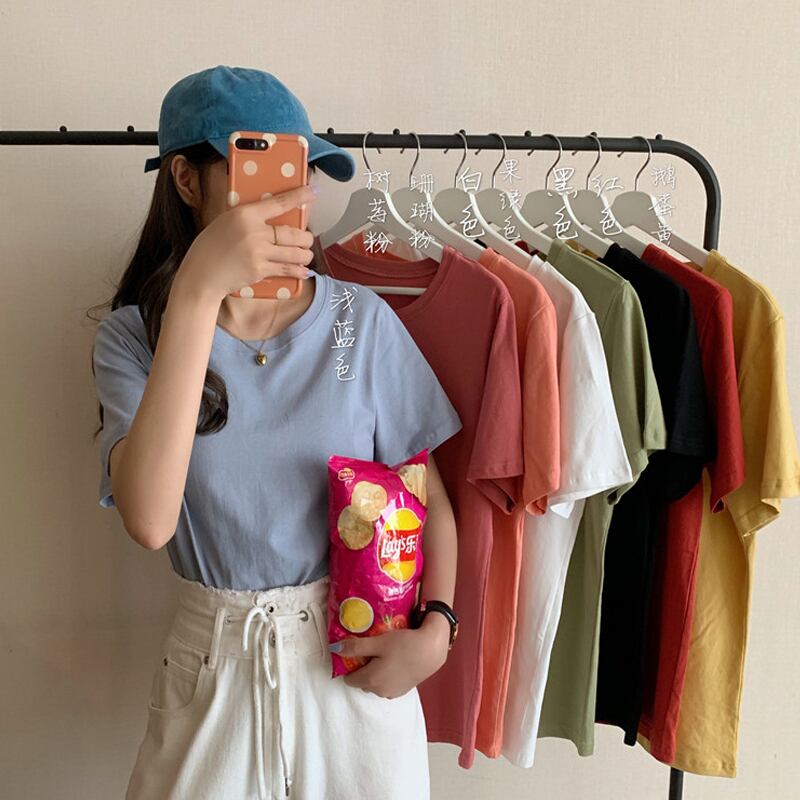 カラートップス サマーレッドルーズTシャツ 夏物 試着室28118972156