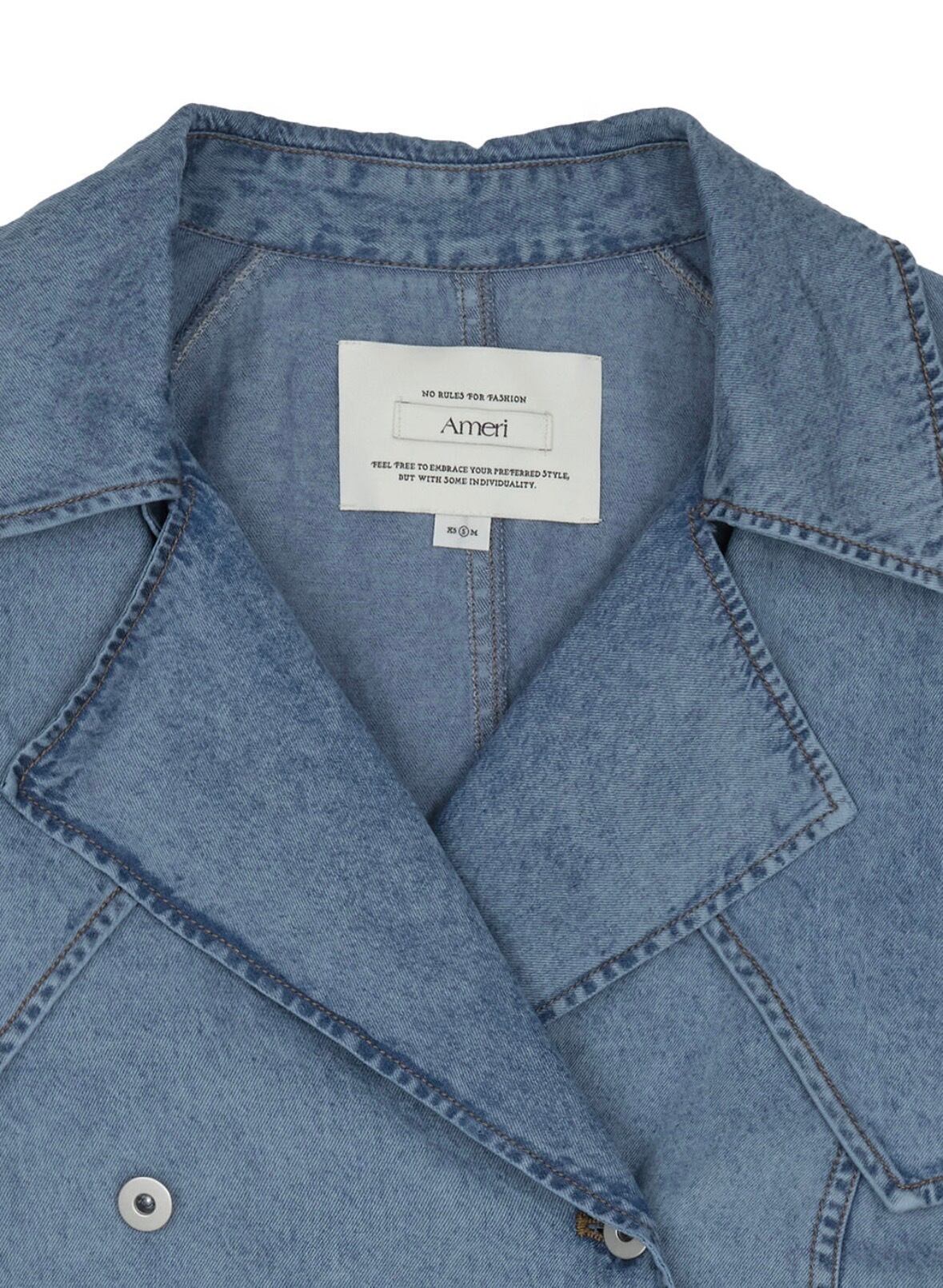 Ameri TENCEL DENIM　TRENCH AMERI】TENCEL DENIM SHORT TRENCH COAT (0126107410450) | CLOAK&CO