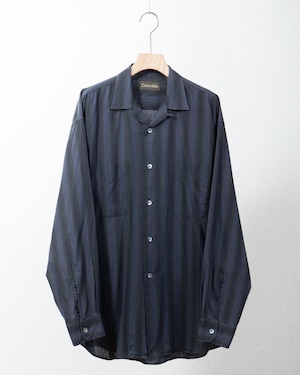 "Calvin Klein" mulch stripe patterned open collar cotton shirt
