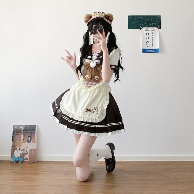 くま耳ショコラ学園の制服 ブラウンリボンくまカチューシャ