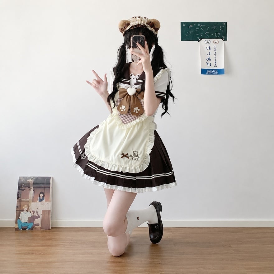 くま耳ショコラ学園の制服 ブラウンリボンくまカチューシャ
