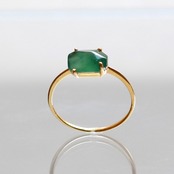 【13号】ラフカットシリーズ K10YG 翡翠 ラフカットリング A貨翡翠 jd_rg1921