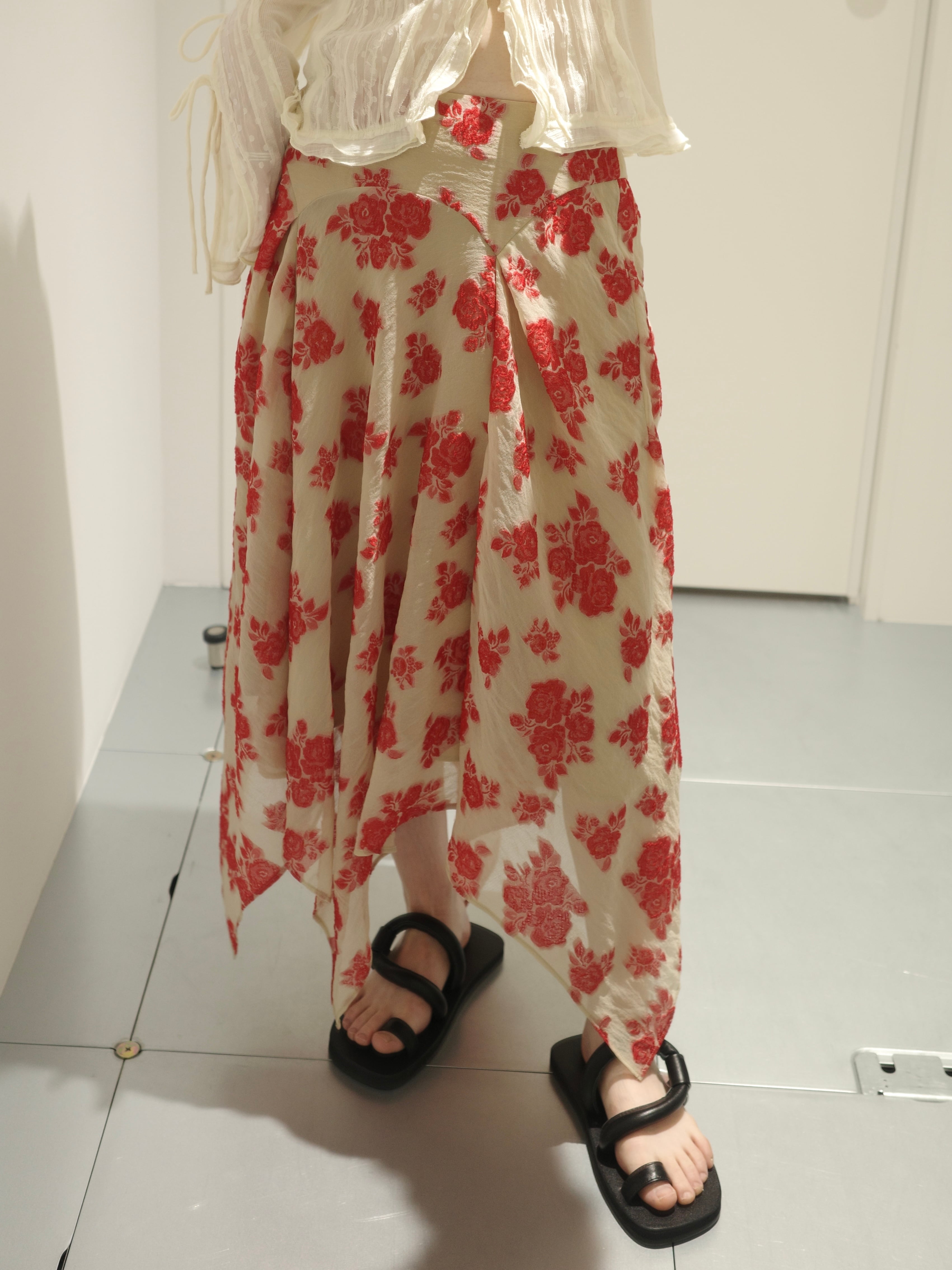26SS】FETICO フェティコ / ジャガードスカート 花柄 / DRAPED FLORAL