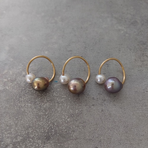 14kgf W baroque Pearls ear cuffs / 1piece