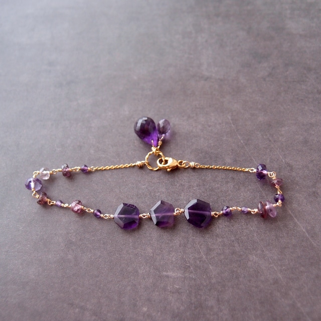 Mixed Stone Bracelet【K14gf】Purple／ブレスレット