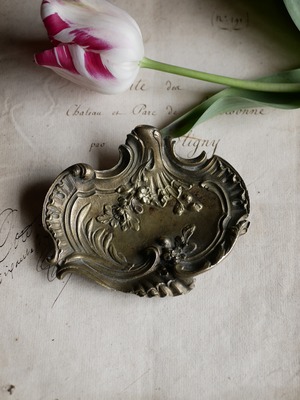 ロカイユ　ヴィドポシェ　ブロンズトレイ　フランスアンティーク　ブロカント