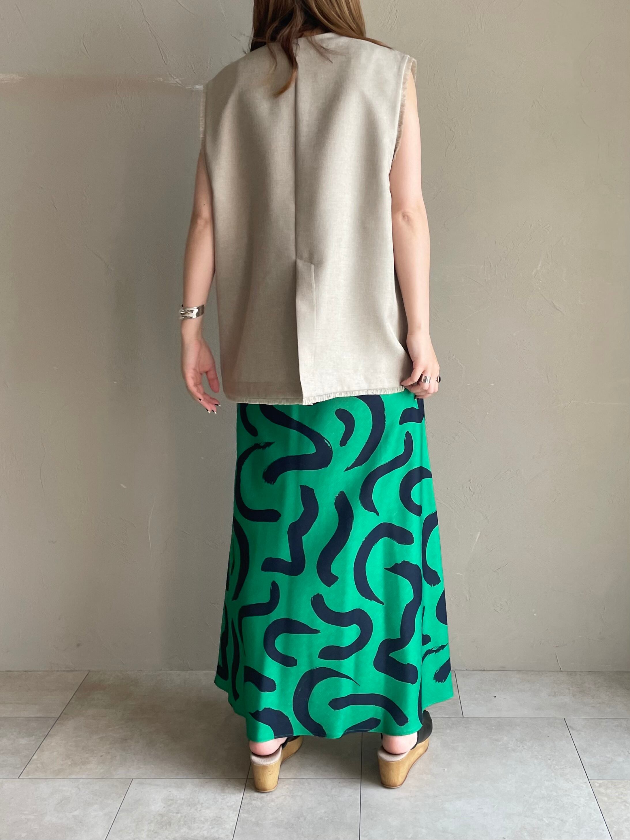 CHIGNON】《GREENのみ》 リネンライクフリンジベスト | valance 福井