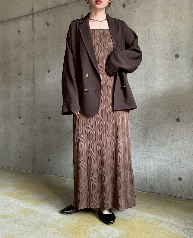 【3/3 21:00〜】 ジャケット＋キャミワンピースset【ブラウン】