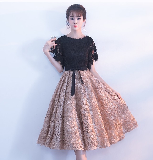 小さなイブニングドレス女性冬誕生日パーティーフレンチドレスドレス ワンピース ワンピドレス 膝下 ミディアム丈 半袖 Uネック ストレート レース シフォン リボン ウエストマーク バックリボン  ハイウエスト 大人可愛い上品 お洒落 レトロ 大人女子 ラブリー キュート セクシー エレガント 柄 春 夏 冬 誕生日 入学式 卒園式 謝恩会 結婚式 二次会 披露宴 10代 20代 30代 レディース OL 学生 デートお泊まり 休日 パーティー イベント 旅行 XS S M L XL