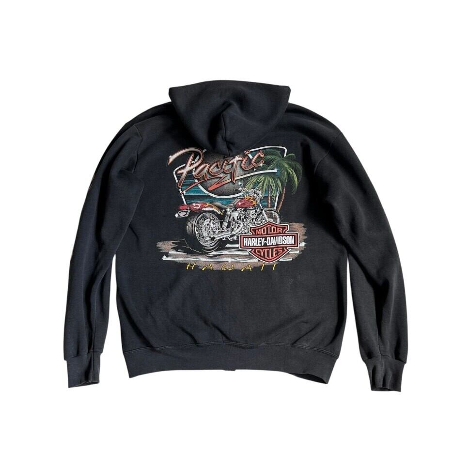 USA製 ハーレーダビッドソン ジップパーカー フレイム L ハワイ ハーレーダビットソン】ハワイ限定♪デザイン ジップパーカー (Harley