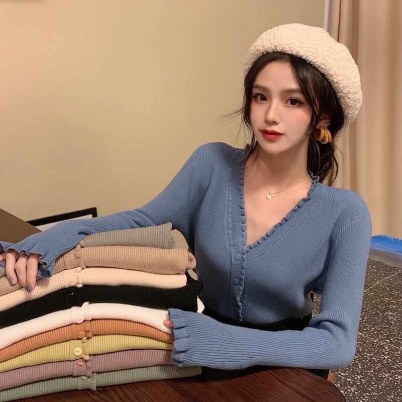 オータムウィンターVネックカーディガントップス セーター レディース 秋物 冬物 ドラファッションホール63315094628