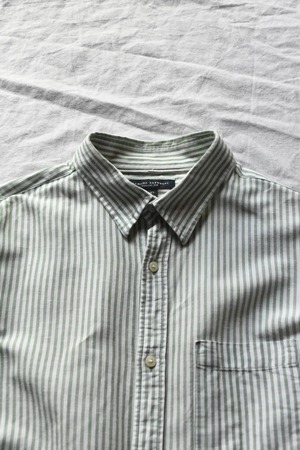 Pistachio stripe linen-cotton shirt