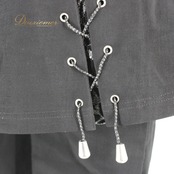 【美品 社交ダンス衣装】パンツ ズボン ボトムス レッスンウェア 練習着 ICHIOKU イチオク 黒 ブラック 銀 シルバー 花柄 上品