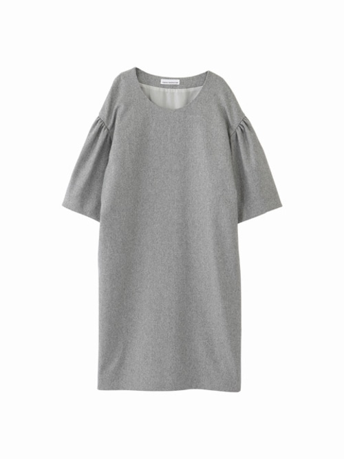 Gathered sleeve dress / light gray / W15DR05 