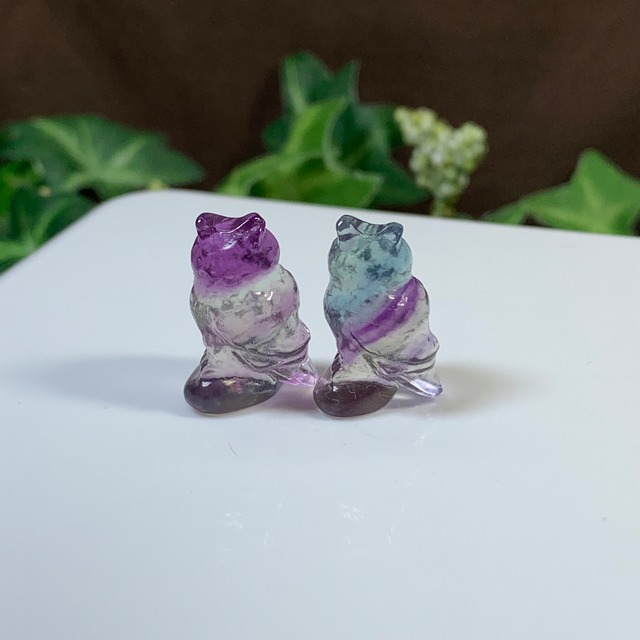 17.可愛いペア･小さいフローライトふくろう