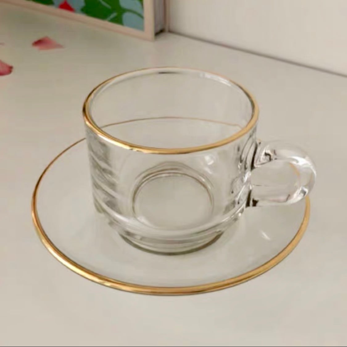 韓国雑貨] ガラス コーヒーカップ&ソーサーSET | merci room